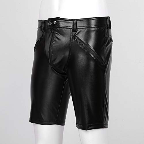 YiZYiF Herren Wetlook Boxershorts Ledershorts Lack Lederoptik Hose Kurze Leggings Männer Glänzend Stretch Sport Training… – Bild 4