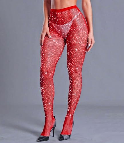Image of FANCAME Sparkly Fishnet Tights Women's Mesh Pantyhose Rhinestone Glitter Party Fishnet Stockings