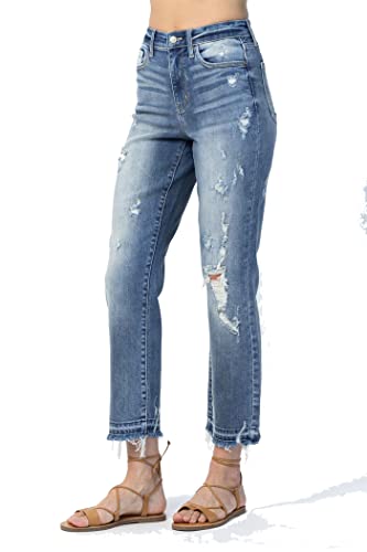 Judy Blue High Waist Relase Hem Ankle Straight Leg Jeans, 824362