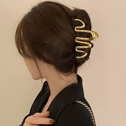 Pinza para cabello metálica diseño serpiente dorada miniatura 4