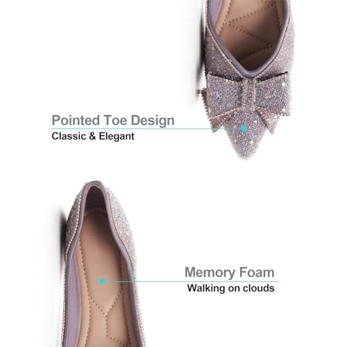 Hee grand Flats for Women Pointed Toe Bowknot Crystals Shoes Glittering Rhinestone Wedding Dress Shoes3