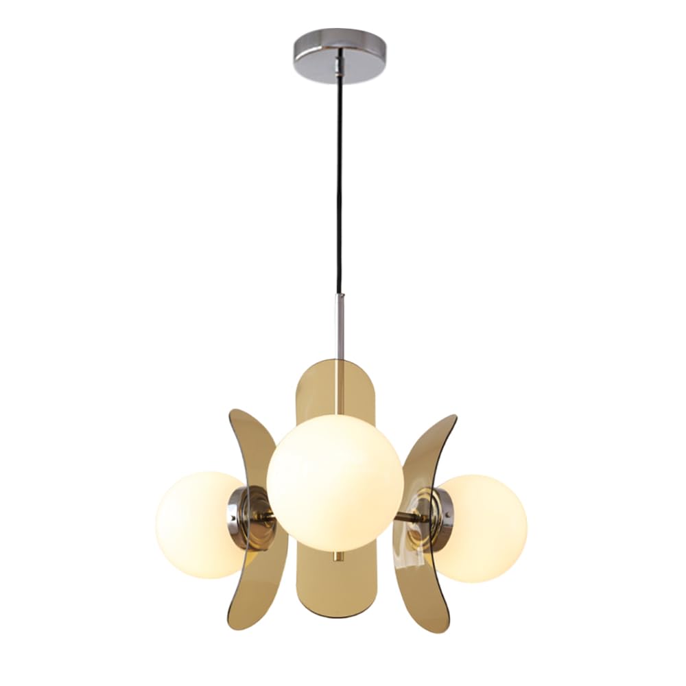 HXYSXHJUO 3-lights Cluster Pendant Lighting Fixture Modern Globe Chandelier Ceiling Lamp, E27 Hanging Chandeliers with Glass Ball Light Shade for Dining Room Bedroom Restaurant