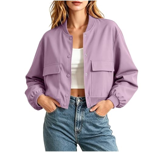 Blouson léger utilitaire boutonné veste courte et coupe ample