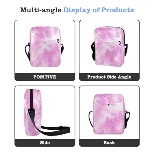 Crossbody Bag Purple Pink Tie Dye Messenger Bag for Women Men Purse Shoulder Bag Satchel Bag with Adjustable Strap 214B03864