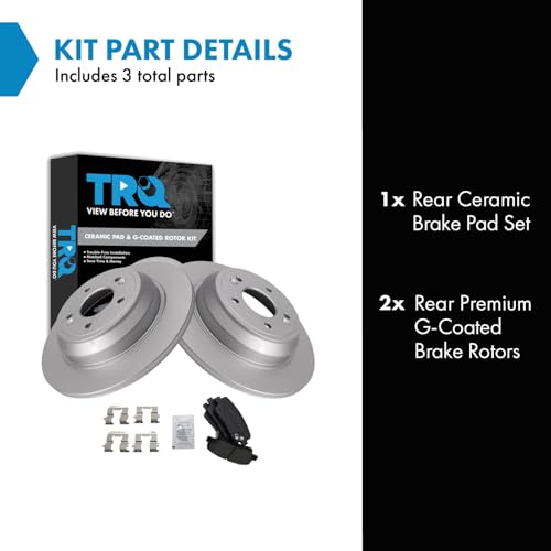 Image of TRQ Rear Brake Pad and Rotor Set Ceramic Coated Rotors Compatible with 2009 Hyundai Genesis