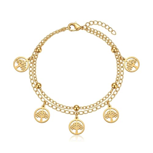 Image of 18K Gold Plated Stylish Chain Bracelet for Women & Girls | Trendy Unique Diamond Tennis Charm Link Tulip Everyday Instagram Viral Jewellery