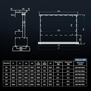 NothingProjector Schermo per Proiettore, 120 Pollici Autoportante Estensibile Elettrico, ALR CLR, Schermo 4K UHD TV Laser, Home Cinema Portatile, Schermo per Proiettore Ultra-Corto, Senza Montaggio