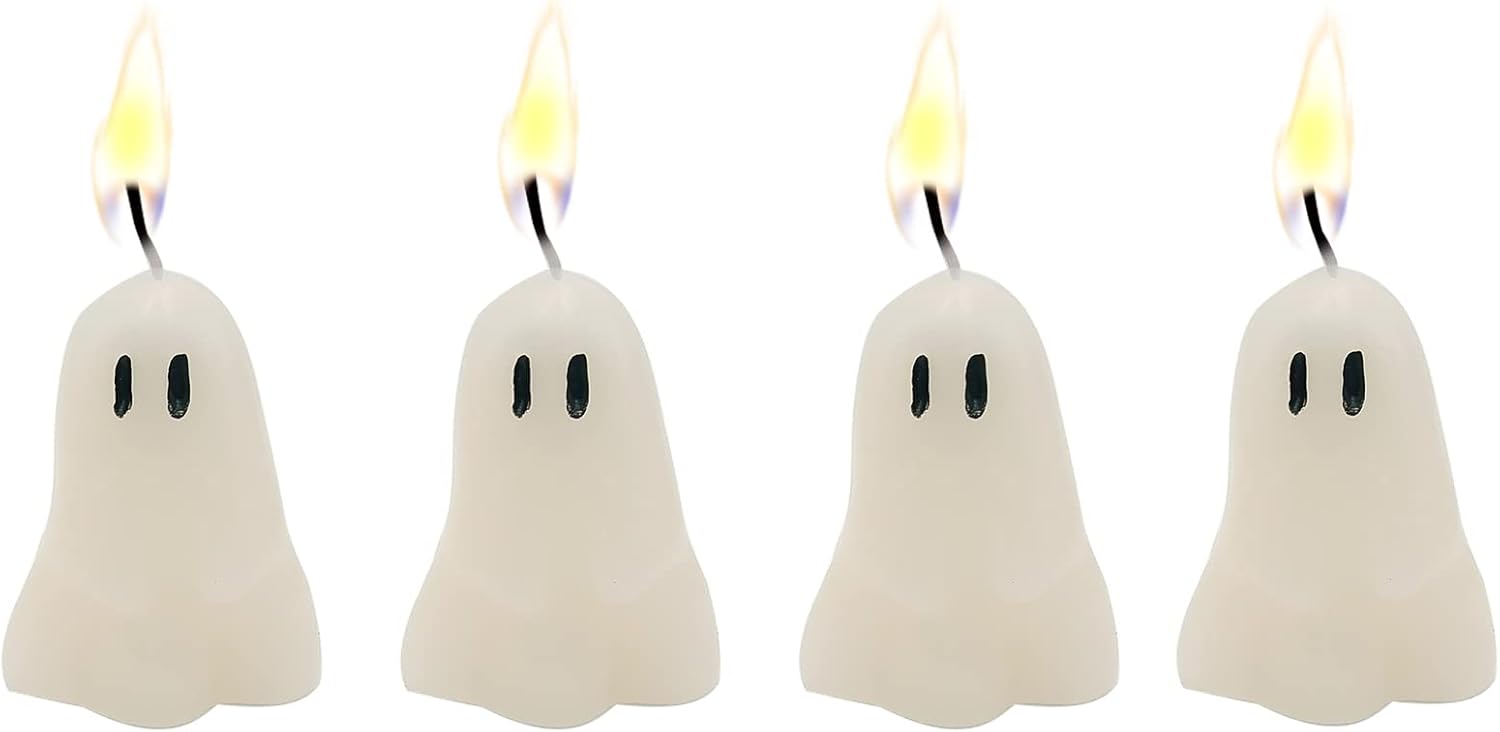 itechpanda 4 PCS Halloween Ghost Candles, Novelty Votive