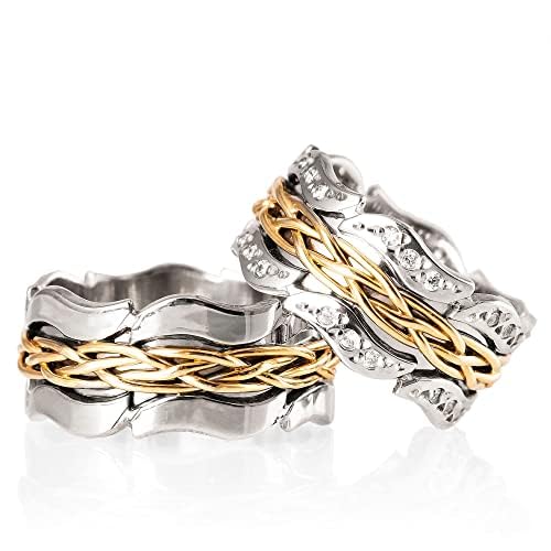 Ensembles de bagues de mariage en argent 925 personnalisé couples