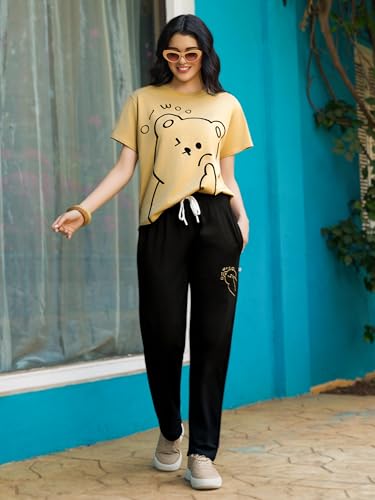 Image of ZEYO Night Suit for Women's Printed Night Dress of Top and Pyjama