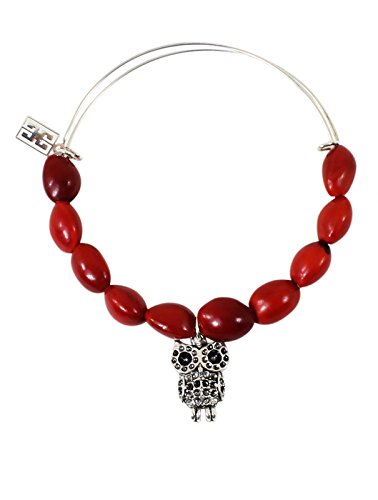 Image of EVELYN BROOKS Adjustable Bangle Bracelet (Multiple Charm Styles) for Women-w /Meaningful Good Luck Seed Beads - Handmade Jewelry | Great Gifts for Teen Girl Gifts & Great Addition to Girls Jewelry