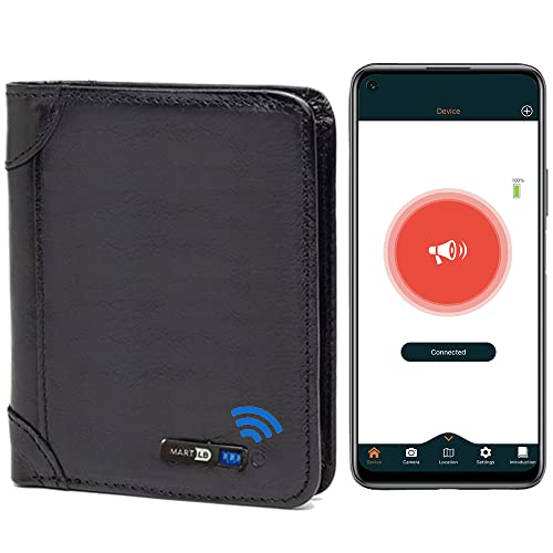 SMART LB Bluetooth Leather Wallet Tracker, Anti-Lost GPS Position Record Bifold Men Wallets