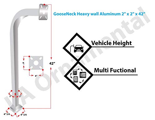 Aluminum GooseNeck Pedestal Access control gate keypad mounting Post (White) 2