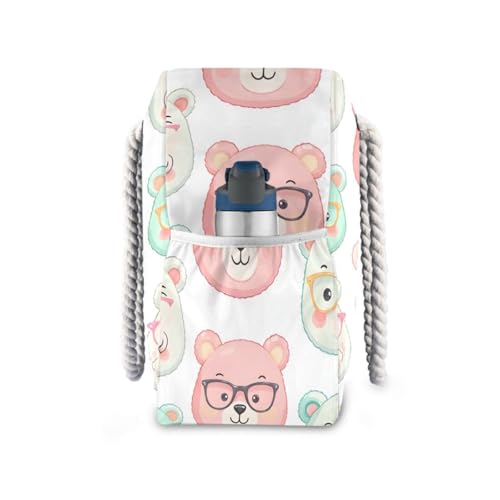 susiyo Cute Bear Faces Beach Bags for Women Large Travel Tote Bag Waterproof Sandproof Lightweight Swim Pool Bag for Family Outdoor3