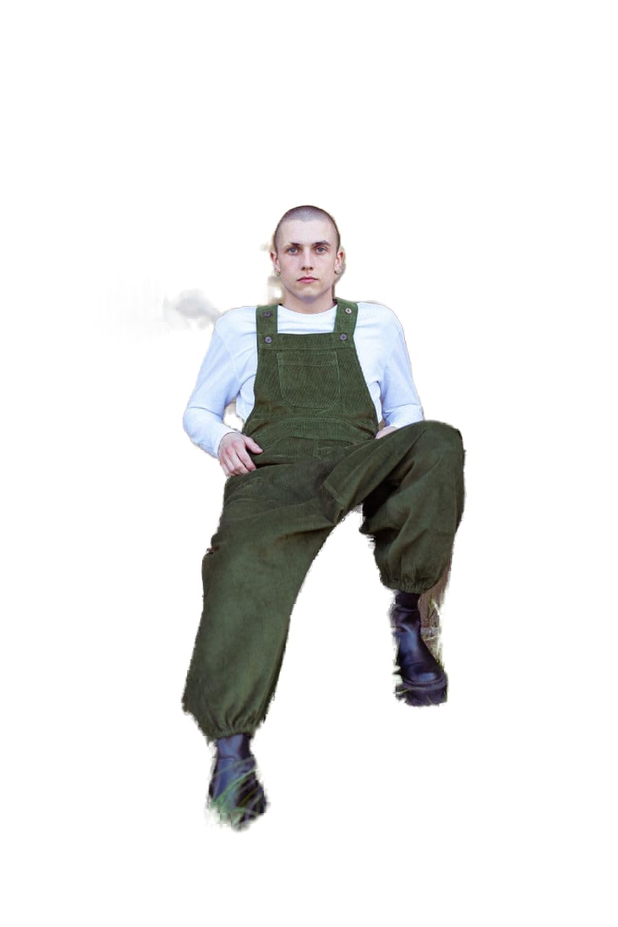 Pantalón harem salopette FANTAZIA de pana caqui flexible para evitar rozaduras 2