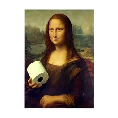 Peinture insolite pour salle de bain Mona Lisa deco murale 40 x 30 cm