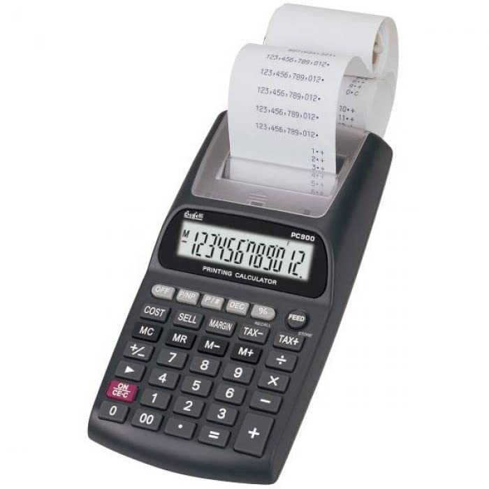 Calcolatrice scrivente,con Stampante per scontrini Non fiscale con Display LCD a 12 cifre per aziende, Negozi, attività Dimensioni: 19 x 9,5 cm