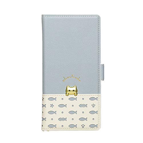 NATURALdesign マルチタイプ手帳型ケース L-size sakana to neko Aタイプ Blue