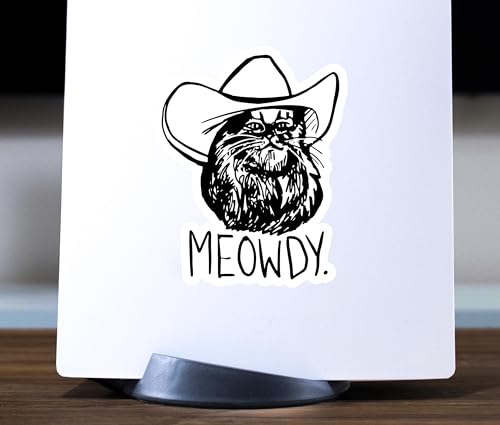 Image of WSQ Meowdy Texas Cat Meme Waterproof Vinyl Window Bumper Sticker Decal Multicolor for Car Truck Van SUV Window Wall Boat Cup Tumblers Laptop or Any Smooth Surface Size 4 Inches 2 Pack
