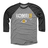500 LEVEL Rui Hachimura Los Angeles Lakers 3/4 Sleeve T-Shirt - Rui Hachimura Los Angeles Lakers Elite WHT (Black/Heather Gray, Large)