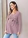 Womens Maternity Tops Casual Long Sleeve V Neck Ribbed Knit 2024 Fall Pregnancy Breastfeeding Shirts Dark Pink M