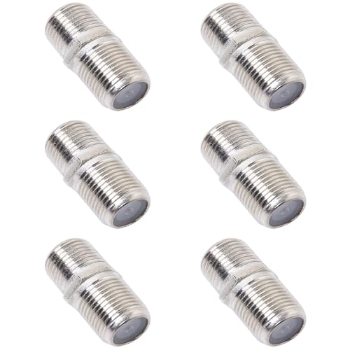 GZXUNFA 6 Pack Coaxial Cable Connector, RG6 Coax Cable Extender F-Type Silvery Plated Adapter Female...