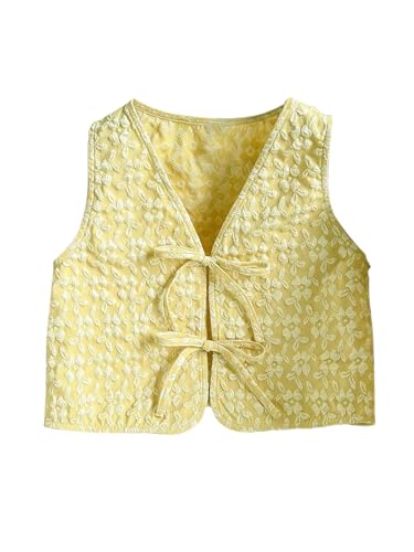 Verdusa Girl's Boho Floral Bow Tie Tank Top Sleeveless Summer Going Out Tops