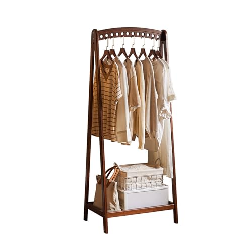 Perchero de madera maciza – Nizer de piso arqueado con barra extensible para colgar para dormitorio y armario, soluciones de almacenamiento elegante y soporte de ropa