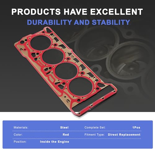 Image of 06K103383K Cylinder Head Seal Gasket Compatible with 2.0T Audi A1 A3 A4 A5 A6 A7 A8 Q2 Q3 Q5 Q7 TT VW Jetta Passat Golf Arteon Beetle Polo Tiguan Scirocco Porsche Seat Skoda