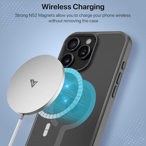 Image of eller sante Zenon Magpro Back Cover Case for iPhone 16 Pro Max Scratch Resistant Camera Screen Protector TPU Shockproof with Stand Holder Mag-Safe Wireless Charging- Grey