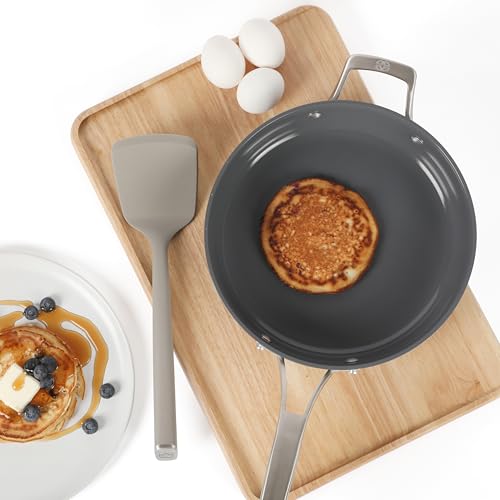Image of Calphalon Edge Silicone Turner, Flexible Silicone Cooking Spatula with Reinforced Core, Heat-Resistant Nonstick-Safe Turner for Flipping & Cooking, Taupe