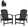 ACUEL Stackable HDPE Adirondack Chairs Set of 2 – Durable, Weather-Resistant Outdoor Patio Seating, Low Maintenance Poly Lumber Chairs for Porch, Deck, Garden, Fire Pit (Black)