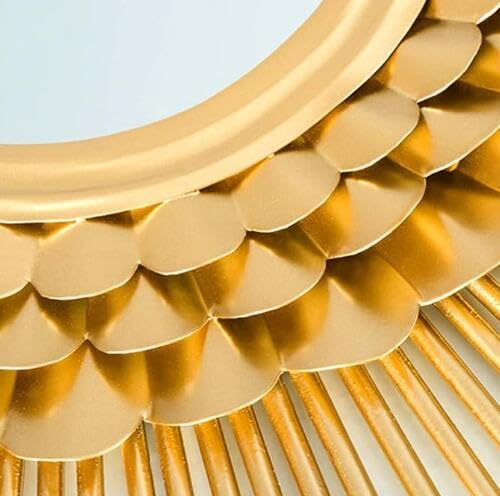 3D runder Sonnen-Wandspiegel für Heimdekoration, goldener dekorativer Spiegel, für Frauen und Mütter, 80 cm Durchmesser