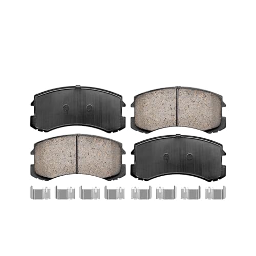 Image of Detroit Axle - 4 Lugs Front Brake Kit for 2002-2007 Mitsubishi Lancer | Drilled & Slotted Brake Rotors 2002 2003 2004 2005 2006 2007 Ceramic Brake Pads: 10.12'' inch Rotor