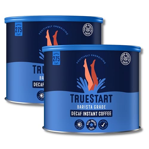 TrueStart Barista Grade Decaf Coffee – 100% Full Flavour Instant Coffee, 2 Pack (500g Each, 550 Cups), Mycotoxin-Free & Rich in Antioxidants, Premium Freeze-Dried, Smooth Rich Roast, Decaffeinated