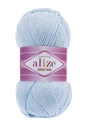 Image of 55% Cotton 45% Acrylic Alize Cotton Gold Yarn 1 Skein /Ball 100 gr 360 yds (513 - Crystal Blue)