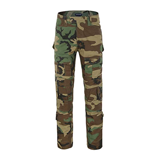 QCHENG Pantalon de Combat Costume Tenues de Airsoft Paintball Uniforme Tactique Militaire Camouflage Pants Séchage Rapide Woodland x-Large Cover