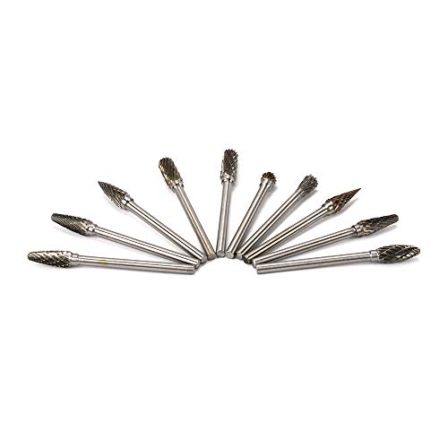 Set de 10 fresas rotativas de carburo de doble corte 3x6mm miniatura 4