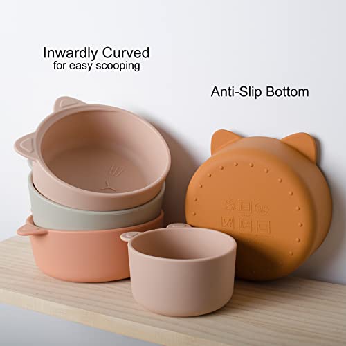 Dilovely Toddler Bowls, Silicone Bowl For Baby, Nesting Storage Cereal Bowl 1-3, Bpa-Free, Microwave And Dishwasher Safe For Convenient Use, Green #TOP4