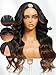 Beauty Forever V Part Wigs Human Hair Loose Wave Black to Chestnut Brown Face Framing Small Leave Out Vpart Drawstring Wig No Glue No Sew In Upgrade U Part Wigs Beginner Friendly 150% Density 26inch