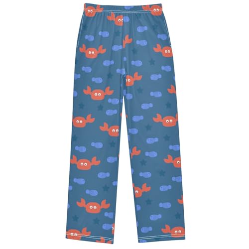 Boy's Pants Sea Crab Star Little Blue Fish Jogger Pants Elastic Waist Long Bottoms Trousers with Pockets 6-14 Years