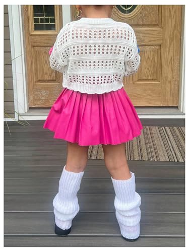 Verdusa Girl's 3D Floral Crochet Cardigan Sweaters Vacation Hollow Out Tie Knot Knit Outerwear2