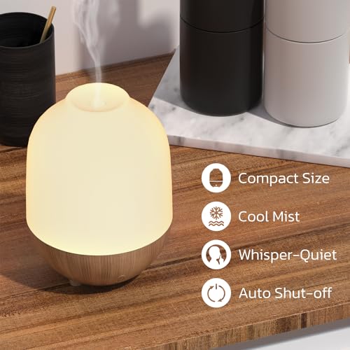 SALUBRITO Essential Oil Diffuser,100ml Ultrasonic Aromatherapy Diffuser for Home, Office, Cool Mist, Scented Oil Diffuser with Warm & 7 Color Light, Great for Yoga, Sleep, One Button Simple Control - Image 4