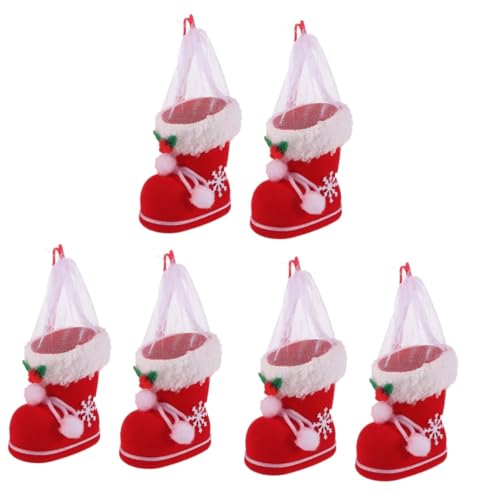Homoyoyo 2 Unidades De Botas Navideñas Rojas De Santa Claus - Contenedores De De Media Pluma para Dulces y Bocadillos - Adornos Colgantes para Decoración del Árbol De Navidad