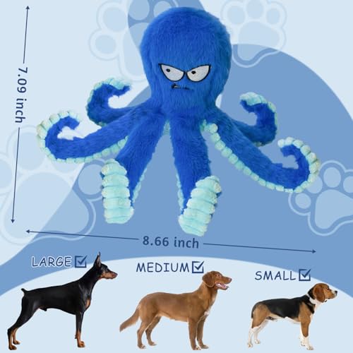 Chongqile Quietschende Hundespielzeuge- Plüsch Plüsch Plüschtiere für große Welpen- Oktopus geformte Spielzeug, um sie beschäftigt zu halten- Outddor für Indoor Play- Tug of War Game