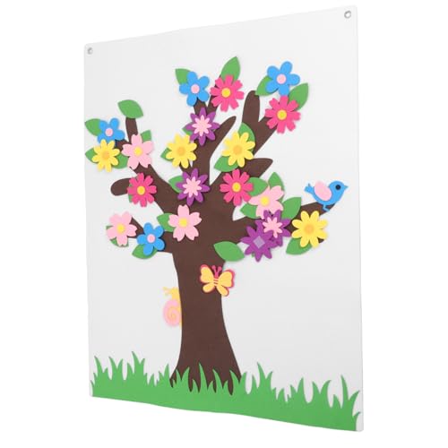 VOSAREA 1Set Flower Felt Board Decor for Preschool Story Board with Tree and Butterfly Accents Wall Decor for Home and Classroom Engaging Felt Board Crafts