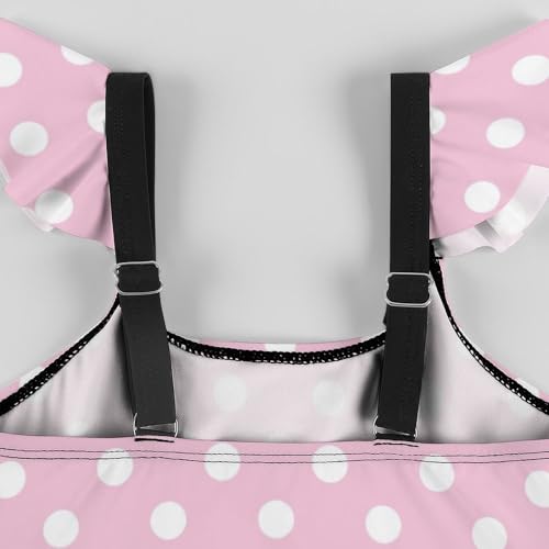 Image of Girls One Piece Swimsuit Polka Dots Ruffles Swimwear Bathing Suits 3-12 Years