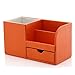 KINGFOM™ Wooden Struction Leather Multi-function Desk Stationery Organizer Storage Box Pen/Pencil ,Cell phone, Business Name Cards Remote Control Holder Colors (organge)