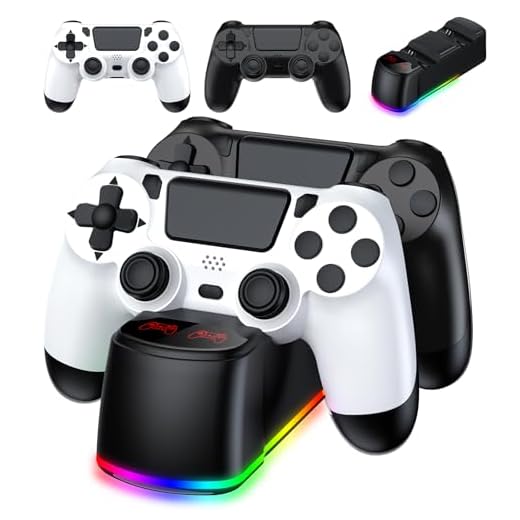 AROEVEIB 2 Pack Controller with Charger Dock for PS4 Controller, Wireless Gamepad with LED Charging Dock Station and 2 USB Cable