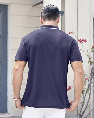 3 Pack Men's Polo Shirts Quick-Dry Short Sleeve Athletic Polo Shirts Moisture Wicking Business Casual Golf Shirts4
